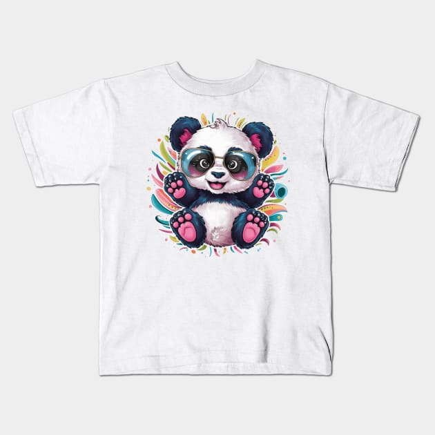 baby panda cute Kids T-Shirt by alby store